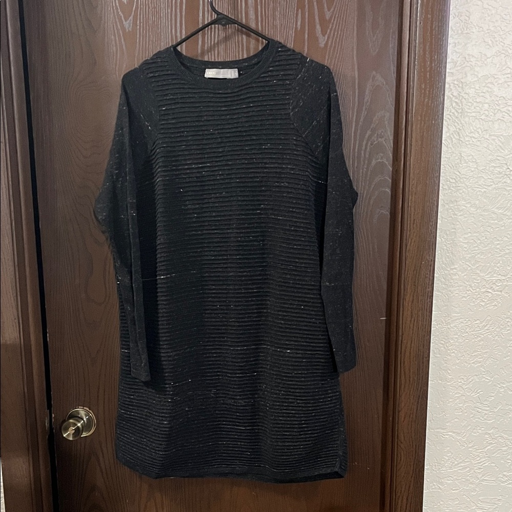 ASOS Black Ribbed Long Sleeve Dress